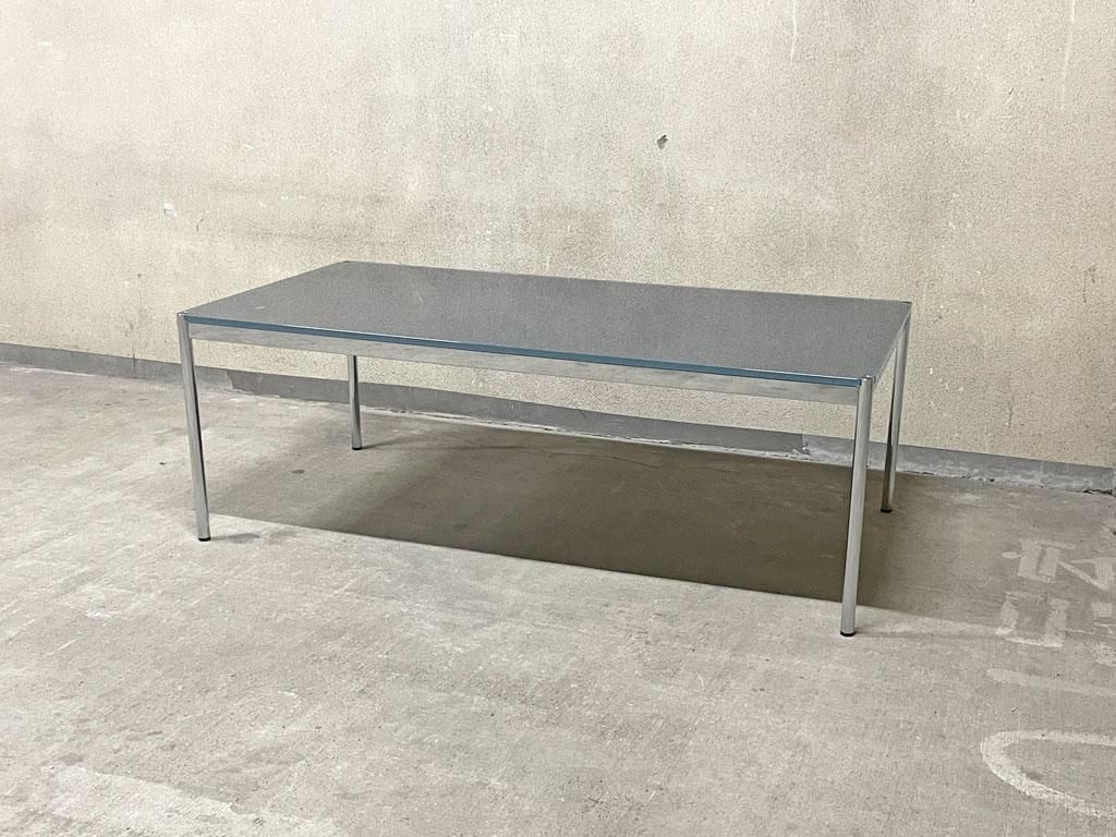 ユーエスエム モジュラーファニチャー USMハラー テーブル USM Haller Table ガラストップテーブル デスクテーブル 200cm  オーダーサイズ 〓 - TOKYO RECYCLE imption | 東京・世田谷のリサイクルショップ デザイナーズ・北欧家具の販売・買取