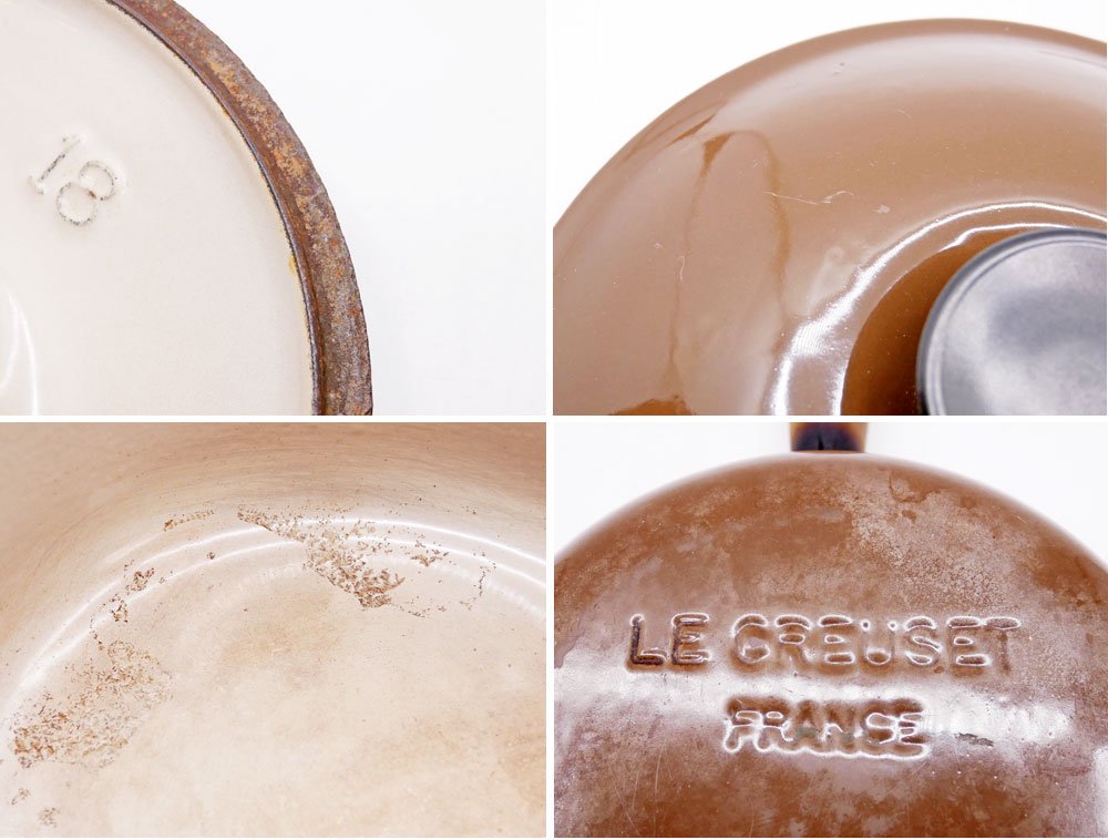 ルクルーゼ LE CREUSET 木製ハンドル ソースパン 18cm ブラウン 片手鍋 鋳物 フランス ビンテージ ●