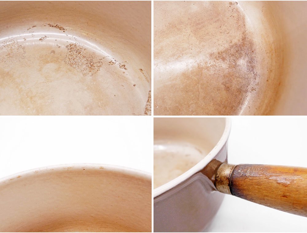 ルクルーゼ LE CREUSET 木製ハンドル ソースパン 18cm ブラウン 片手鍋 鋳物 フランス ビンテージ ●