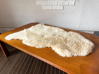 シープスキン SHEEPSKIN ムートンラグ ピースラグ 95×73cm 長毛 羊毛 アイボリー系 天然色 ◎
