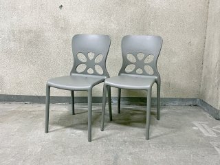 カリガリス Calligaris ネオンチェア NEON Chair スタッキングチェア 2脚セット ポリプロピレン製 グレー 軽量 イタリア モダンデザイン 〓