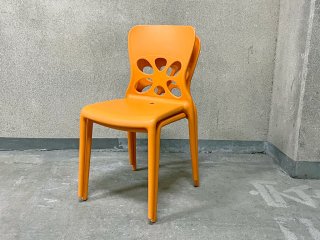 カリガリス Calligaris ネオンチェア NEON Chair スタッキングチェア 2脚セット ポリプロピレン製 オレンジ 軽量 イタリア モダンデザイン B 〓
