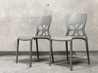 カリガリス Calligaris ネオンチェア NEON Chair スタッキングチェア 2脚セット ポリプロピレン製 グレー 軽量 イタリア モダンデザイン B〓