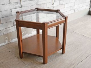 アクメファニチャー ACME Furniture ブルックス ヘキサゴンテーブル BROOKS HEXAGON TABLE サイドテーブル ガラス天板 オーク材 定価￥27,500- ●