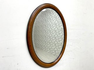 イタリア製 ウォールミラー 壁掛け 鏡 オーバル 木製 W61xH80cm ● 