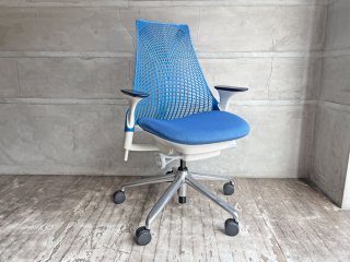ハーマンミラー Herman Miller セイルチェア SAYL Chair デスクチェア ブルー ポリッシュドベース イヴ・ベアール 定価￥116,600- ♪