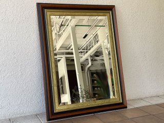 ヨーロピアンクラシカル European Classical ビンテージ ウォールミラー 壁掛け鏡 ブラック × ゴールド 68.5×88.5 イタリア製 ◇