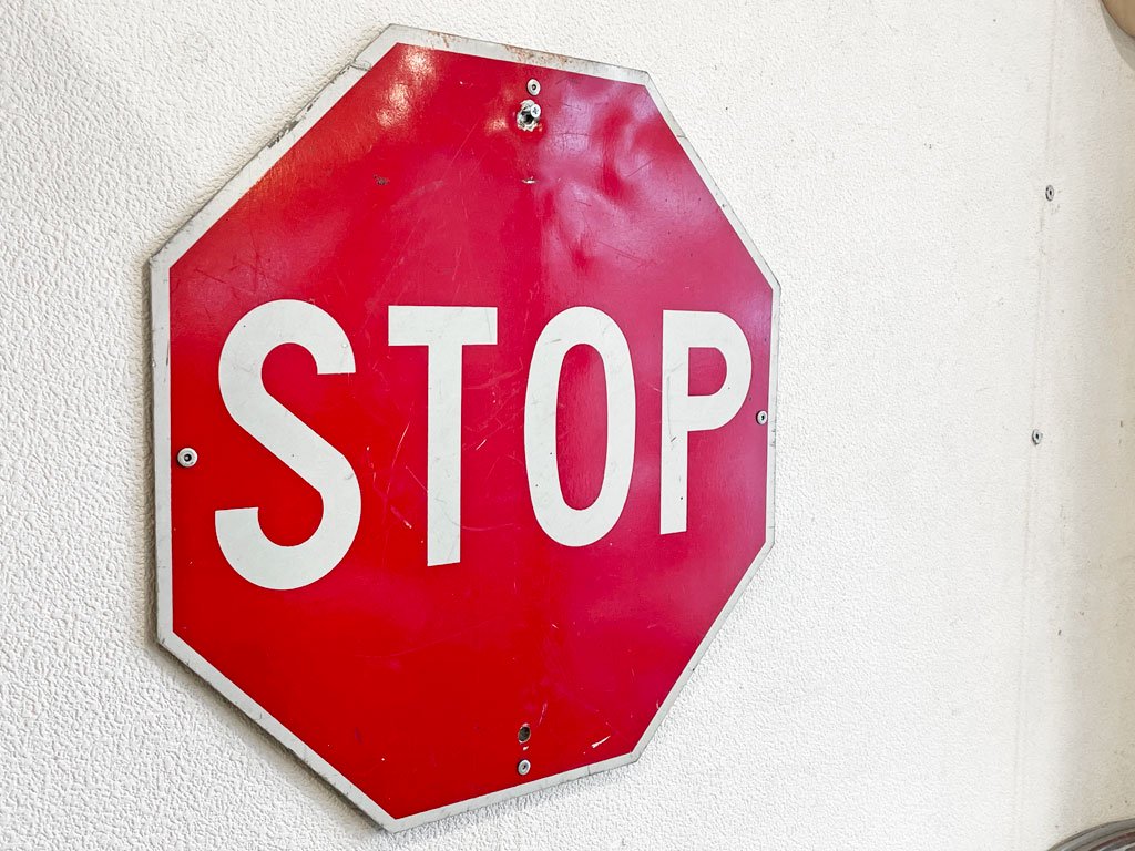 USビンテージ Vintage ロードサイン STOP 道路標識 ブリキ看板