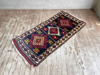トルコ絨毯 ヤストゥク ヤストゥック ラグ 97×47cm ビンテージ 手織り 伝統工芸 民族 プリミティブ ♪