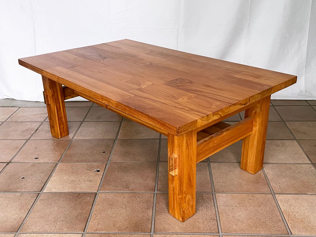 机・テーブルウニコ ブレス チーク無垢材 ローテーブル 北欧スタイル コーヒーテーブル