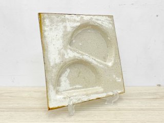 壷田和宏 壷田亜矢 板皿 プレート 正方形 白 W21.5 陶器 現代作家 ● 