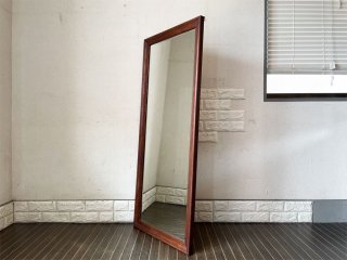 ビンテージ Vintage チーク無垢材 ウォールミラー 鏡 姿見 55×131cm 壁掛け式 北欧スタイル ◎