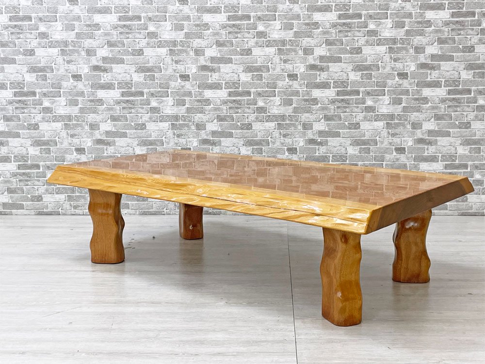 一枚板 無垢材 座卓 ローテーブル W121cm 耳付き 天然木 和家具 和