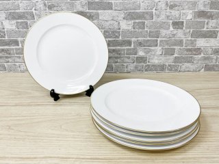 大倉陶園 OKURA ゴールドライン プレート ミート皿 Φ26cm 6点セット 白磁 高級洋食器 ● 
