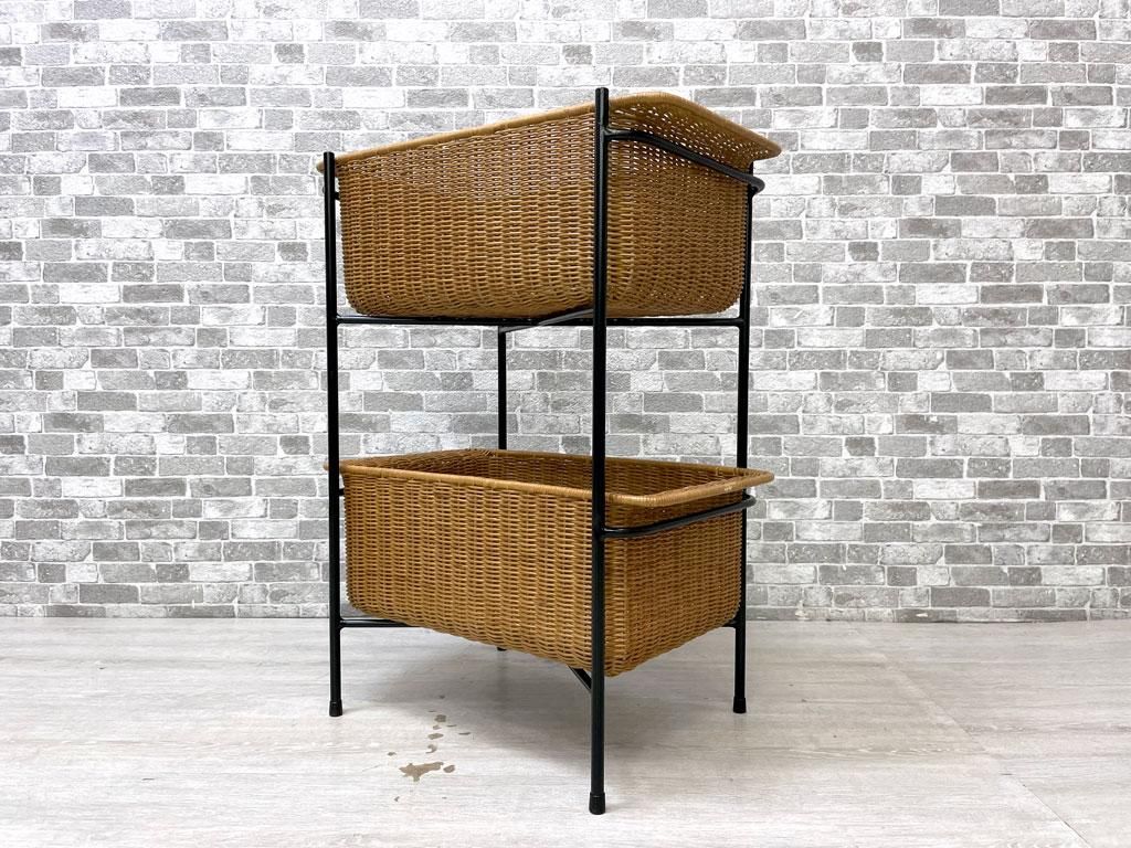 イデー IDEE ワラビー WALLABY バスケットスタンド BASKET STAND ラタン スチール ブラック 定価￥29,900- ● -  TOKYO RECYCLE imption | 東京・世田谷のリサイクルショップ デザイナーズ・北欧家具の販売・買取