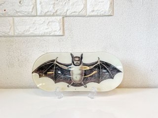 ジョンデリアン JOHN DERIAN デコパージュプレート 飾り皿 コウモリ 蝙蝠 W30cm アッシュペーフランス H.P. FRANCE 取扱 ◎