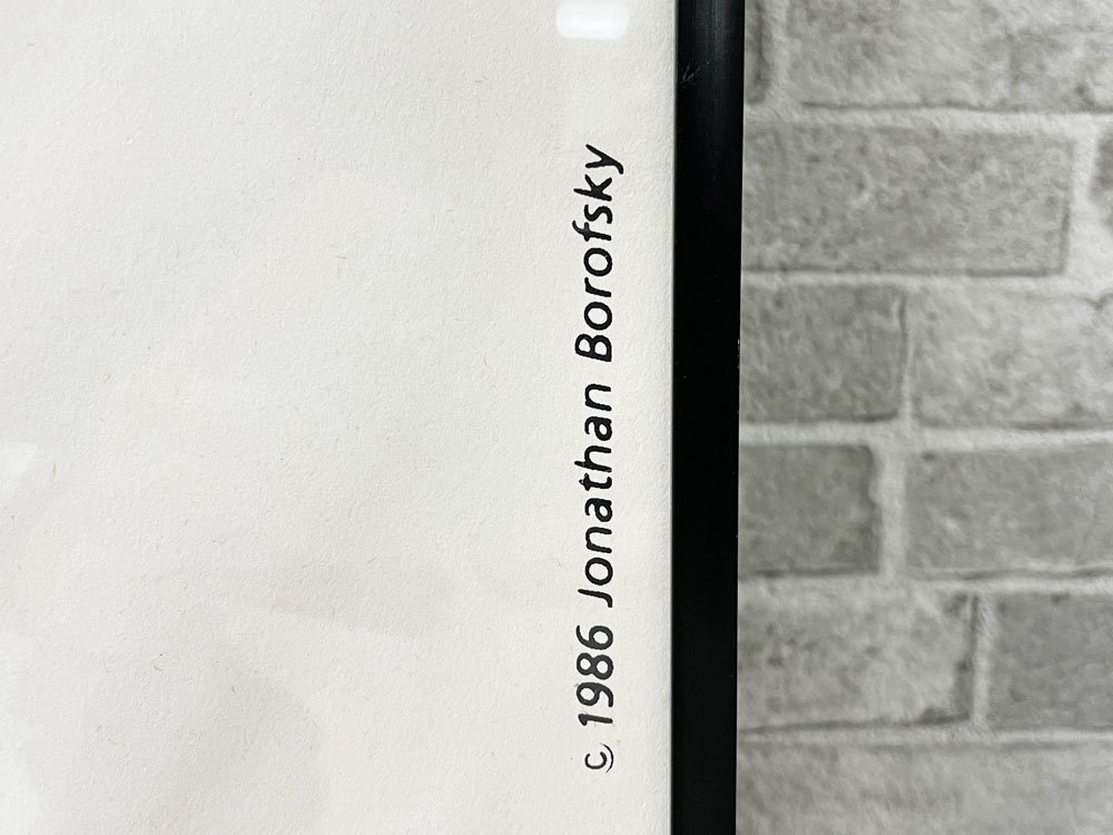 ジョナサンボロフスキー Jonathan Borofsky ブリーフケースを持つ人 ポスター 額装品 大型 2907882 コンセプチュアル ポップ 1986年 ビンテージ 希少 ●