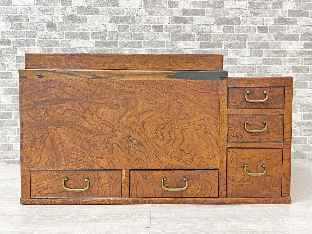 ジャパンビンテージ Japan Vintage 火鉢 関東長火鉢 江戸火鉢 欅材