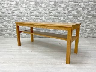 無印良品 MUJI 木製ベンチ オーク材 無垢集成材 板座 テーブル ナチュラル W100cm ●