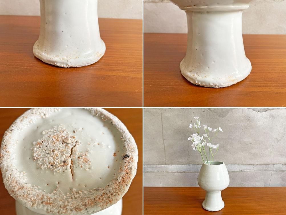 森岡由利子 白磁 花瓶 H16.5cm 現代作家 陶芸家 現代作家 ♪ - TOKYO