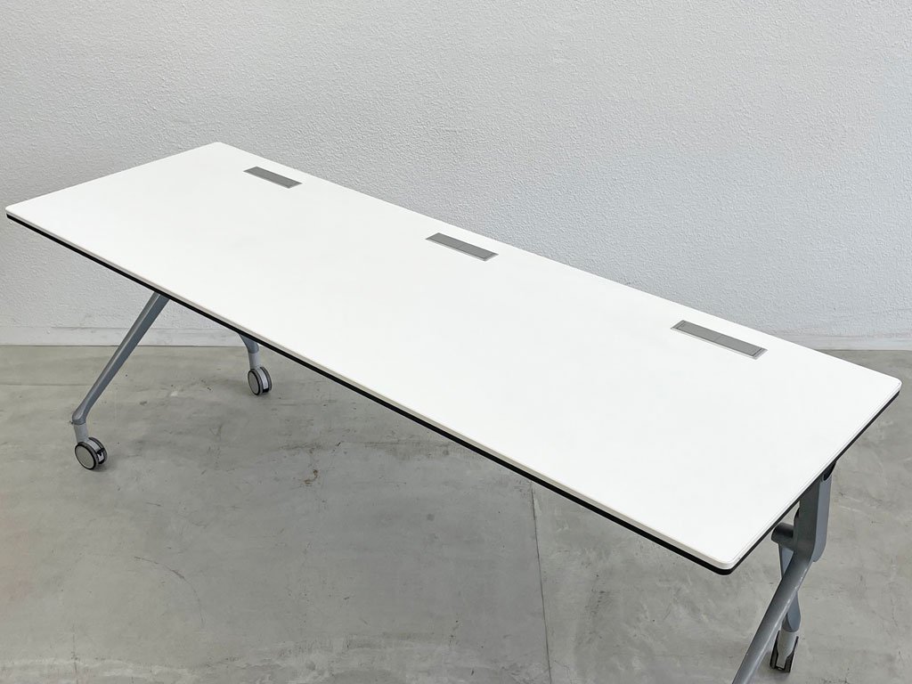 オカムラ OKAMURA インターアクト NTシリーズ ミーティングテーブル スタックテーブル ワンアクション フォールディング ホワイト 会議テーブル B 〓 