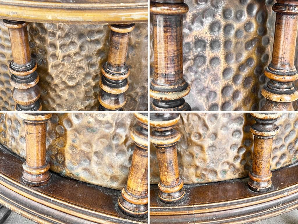 銅製獣耳槌目模様火鉢古い火鉢