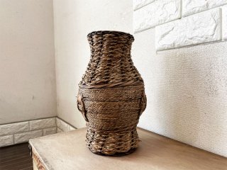 ビンテージスタイル Vintage Style かご編みフラワーベース 花瓶 花器 素焼き鉢 H29cm プリミティブ ◎