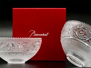 バカラ Baccarat アラベスク ボウル 12cm フランス クリスタル ガラス 2個セット 箱付き ●