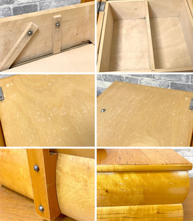 UKビンテージ 木製 ソーイングボックス 裁縫箱 お針箱 収納箱 小物入れ２段 ● 