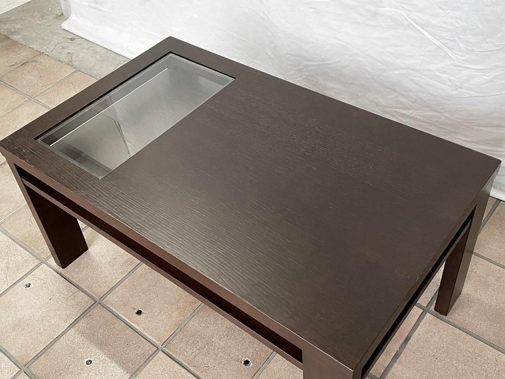 ○ エーフラット a.flat オーク材 ガラス天板 ローテーブル