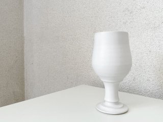 濱中史朗 Shiro Hamanaka ワイングラス ホワイト H12cm 萩焼 現代作家 ◎