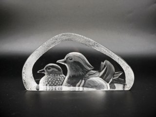 ޥåġʥ Mats Jonasson ꥹ ڡѡ ֥ 2οĻ Crystal Paper weight Sculpture waterfowl ʪ ̲ 