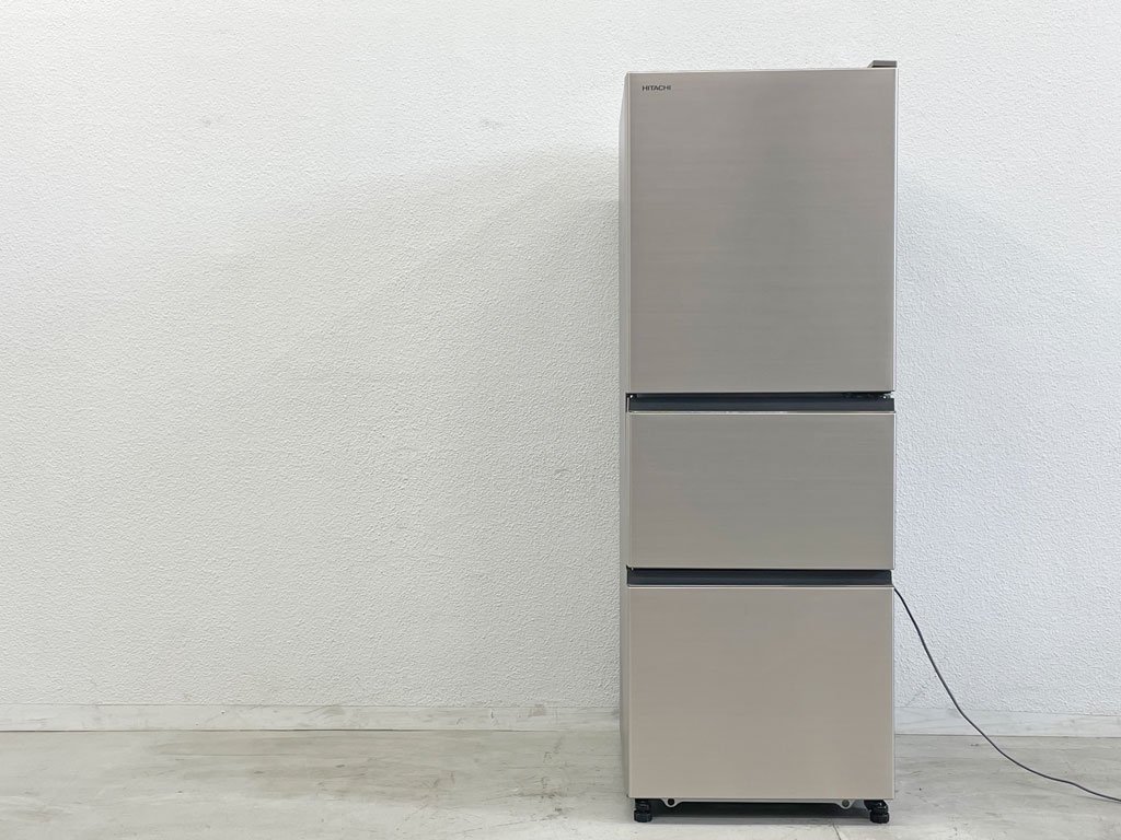 日立 HITACHI ノンフロン冷凍冷蔵庫 3ドア シャンパンカラー R-27NV 265L スリムタイプ 右開き 2020年製 〓