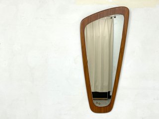 UKビンテージ UK Vintage チーク材 ウォールミラー 60's 変形 壁掛け鏡 半身鏡 北欧スタイル ● 