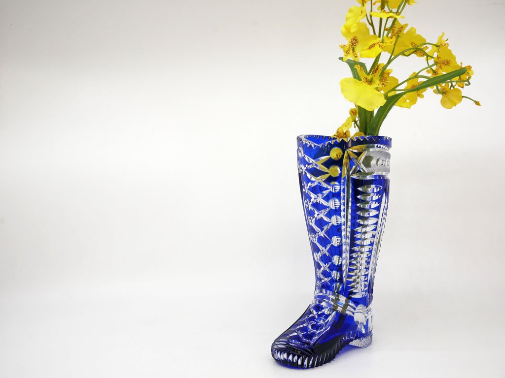 クラシカルデザイン ブーツ型 フラワーベース 花瓶 H20cm クリスタル 