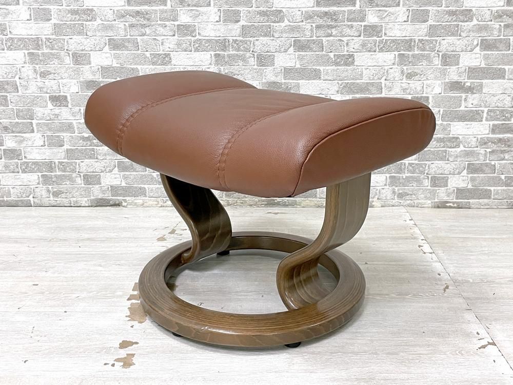 EKORNES「ボイジャー」北欧ノルウェー オットマン単品a 本革 レザー エコーネス スツール 足置き ストレスレス【家具/インテリア/USED家具ユーズド家具/リサイクル】