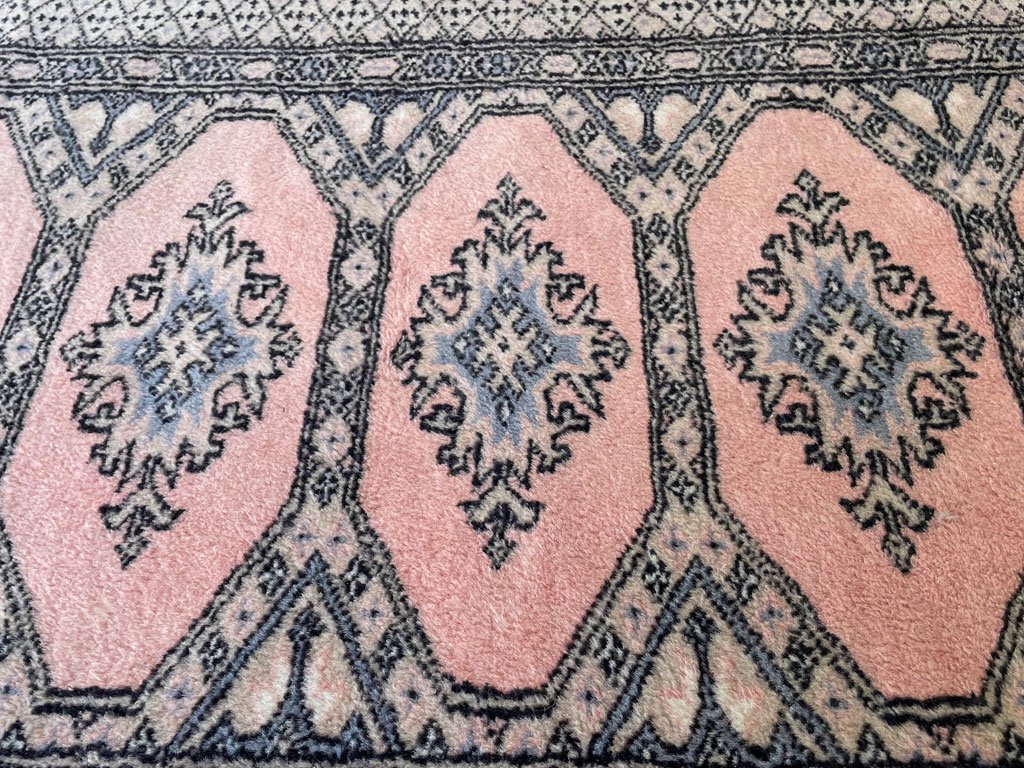 ビンテージラグ vintage rug トライバルラグ ウール 手織り ジャルダン柄 サーモンピンク アフガニスタン 約138×78cm ◇