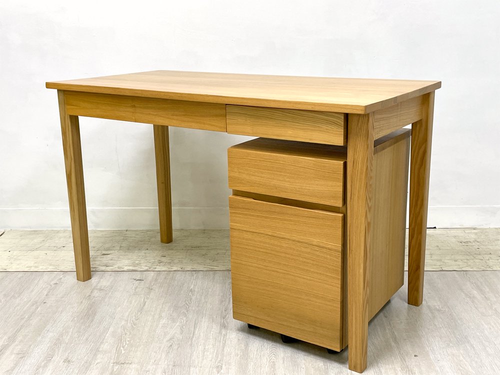 無印良品 MUJI 天然木 タモ材 スチールユニットデスク 机 テーブル 台 