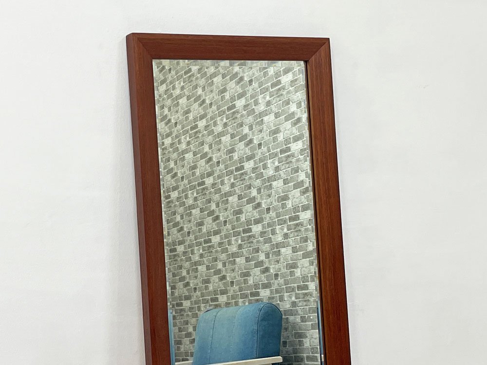 ジャパンビンテージ Japan Vintage チーク材 ウォールミラー スリムミラー 壁掛け 鏡 37.5×129cm 北欧スタイル ●