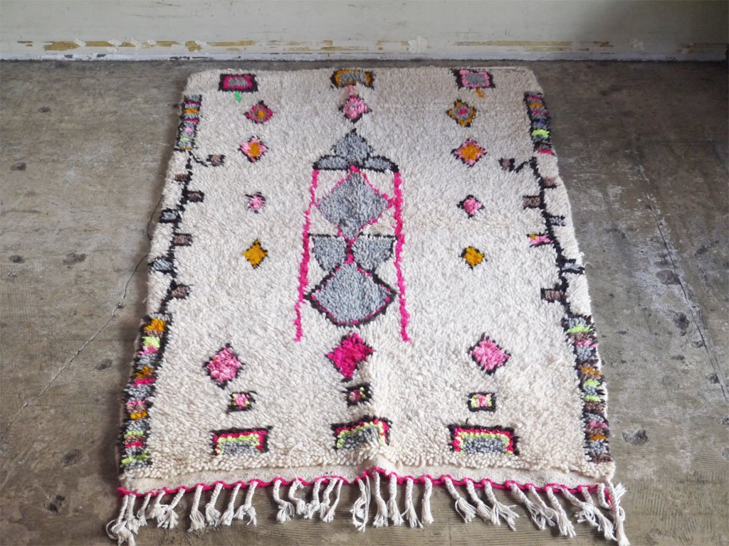 モロッカンラグ MOROCCAN RUG アジラル AZIRAL 手織り絨毯 151×90 ウール100％ モロッコ ■

