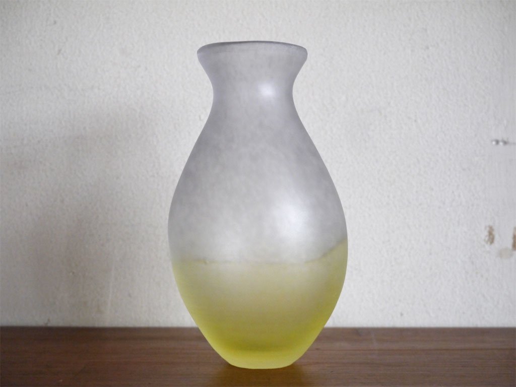 鈴木伊美 ガラス フラワーベース 花瓶 H14.9cm 現代作家 ■