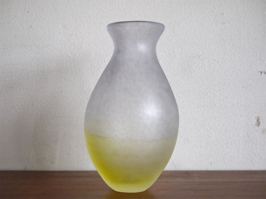 鈴木伊美 ガラス フラワーベース 花瓶 H14.9cm 現代作家 ■