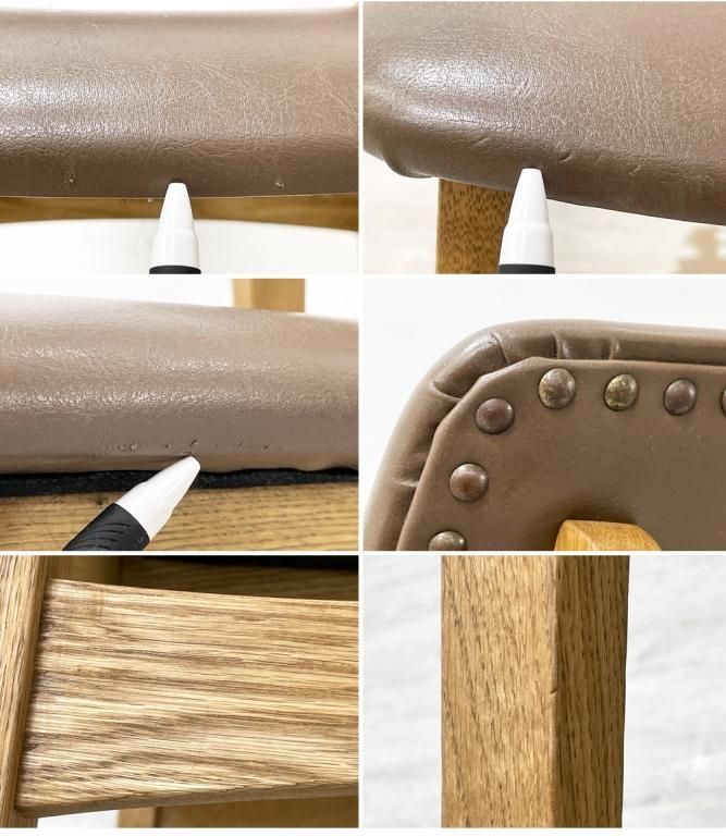 ノットアンティークス knot antiques パッドチェア PAD ダイニングチェア ナラ無垢材 オイル仕上げ PVCレザー オリーブ