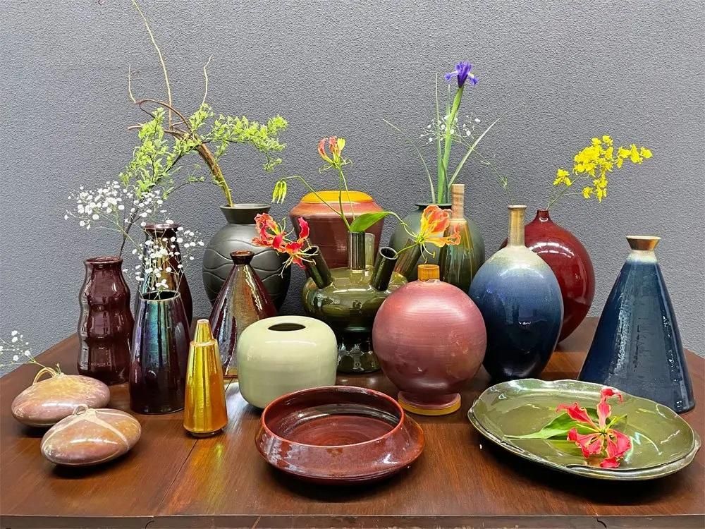 モバック Mobach ceramics フラワーベース 花瓶 luster glaze ダーク