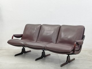 ベルグファニチャー BERG furniture ビンテージ 本革 3シーターソファ トリプルソファ 総革 デンマーク 1970年代 〓