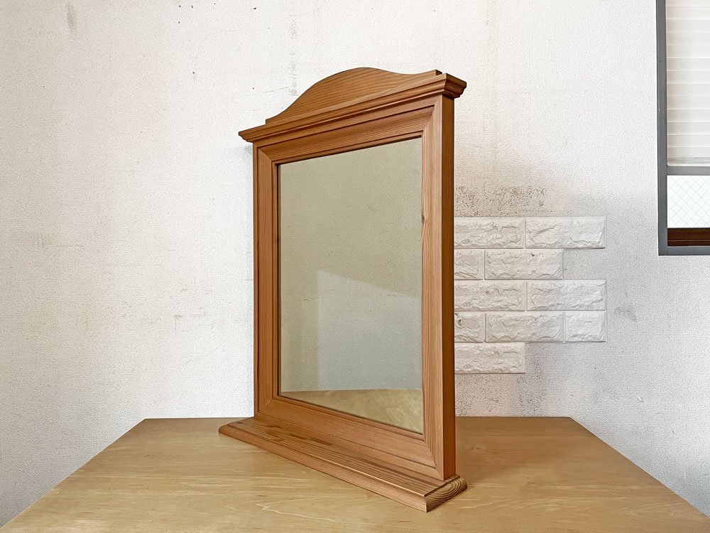 鏡ミッドセンチュリー パイン材 木製 壁掛け鏡 ウォールミラー 姿見