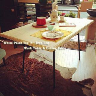 White Paint Top ߡIron Reg  Work Table & Dining Table