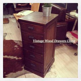  Vintage Wood Drawers Chest / ӥơ