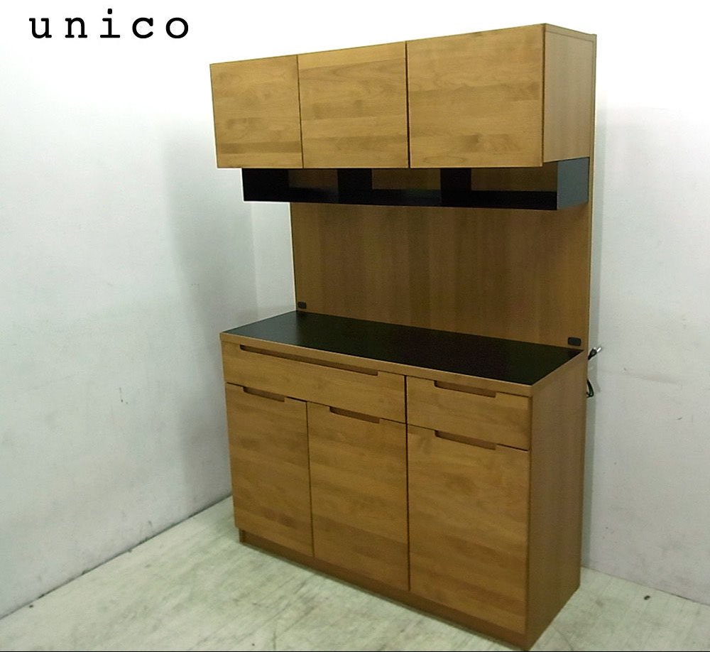 公式の店舗-UNICO ウニコ• ワイス キッチ•ンボード 食器棚 木目 ...