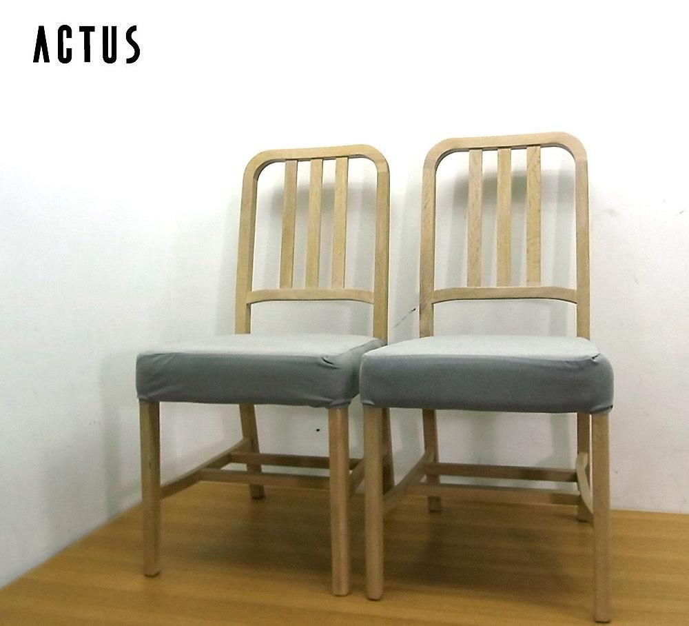 □ ①ACTUS アクタス ILMA イルマ オーク材 ダイニングチェア 2脚set